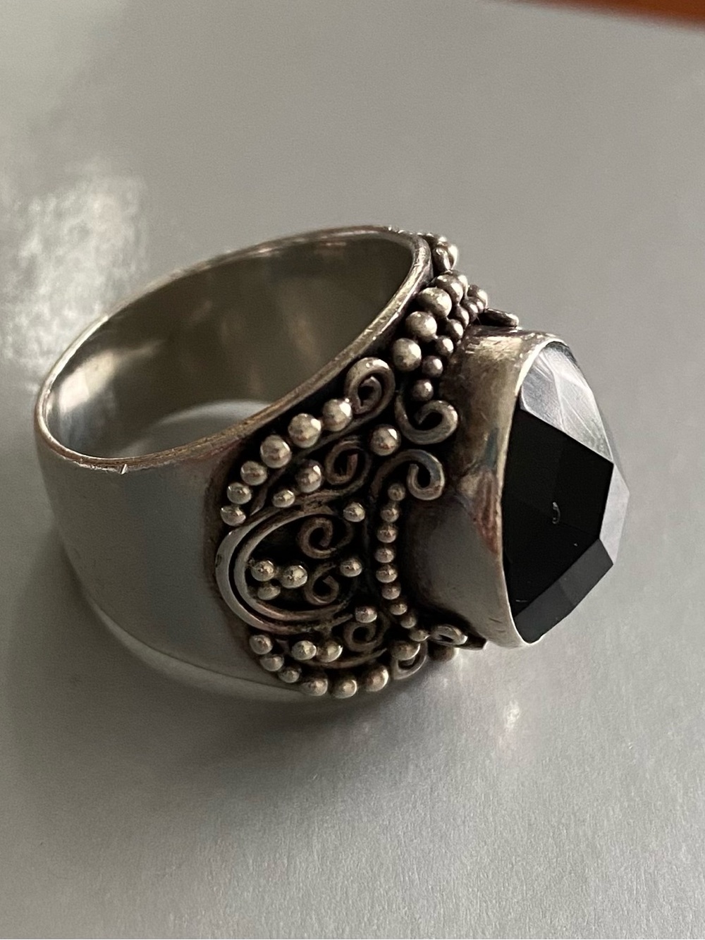 Black Onyx Ring BA Suartii Indonesia Sterling Silver 925 - Picture 2 of 8